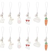 GLOBLELAND Lot De 12 Breloques Téléphone Lapin Carotte Papillon Kawaii - Lanières Alliage Pour Sac Et Clés