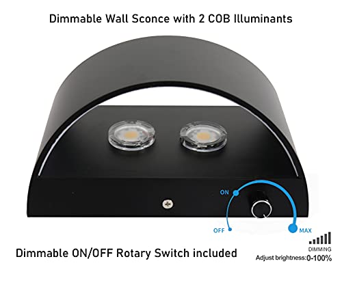 Image of Indoor Dimmable Wall Sconces with Dimmable Switch, Modern LED Sconces Wall Lighting Aluminum Up and Down Wall Lights for Living Room Bedroom Hallway