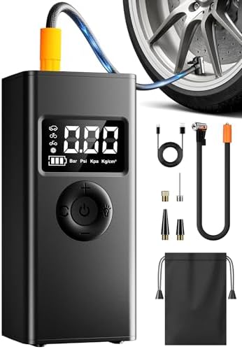 Tire Inflator Portable Air Compressor, 160PSI Air Pump for Car Tires with Digital Pressure Gauge, LED Light and Auto Shut-Off Function, for Car/Motorcycle/Bike/Ball