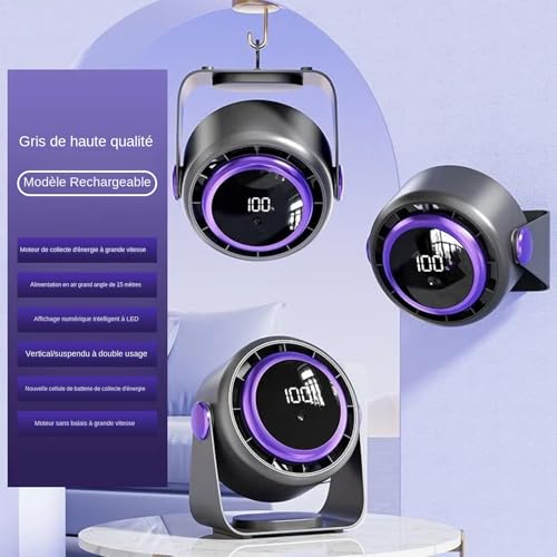 Ventilateur de table USB rechargeable avec affichage tactile - 5