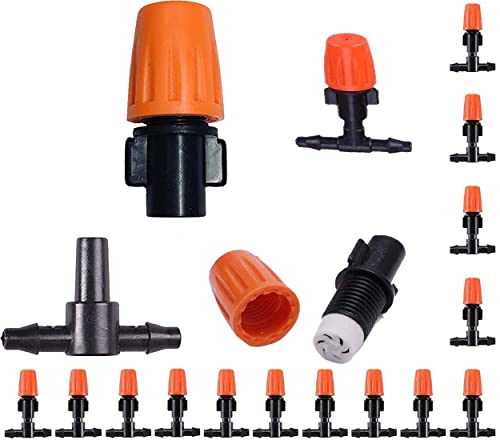 DIY Crafts 45x, Orange Mist Sprinkler, Orange Miting+T/Tee For Garden Irrigation Flat Fan Spray Nozzle Simple Refraction Nozzle Arbed 1/4" 120-180 Degrees Sprayer (45x, Orange Mist Sprinkler)