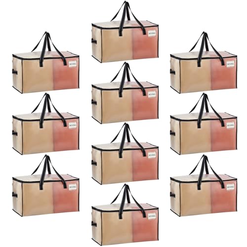 VENO 10 Pack Moving Bags, Comforter and Blanket Storage Bags for Closet, Moving Boxes, Boxes with Lids Alternative, College Dorm Packing Supplies, Foldable Heavy-Duty Tote (Clear, 10 Pack)