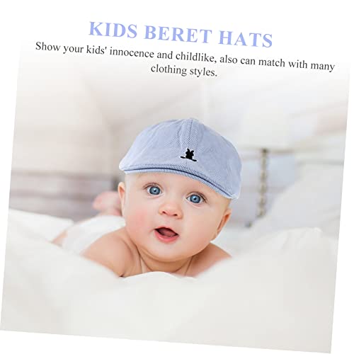 Striated Rabbit Design Beret Hat for Lightweight Comfortable and Breathable Beret Festival for Boys and Easy to Clean and Portable Blue3