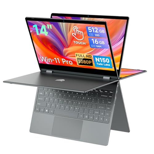 ⚡【Notebook 2 in 1】Questo PC portatile 2 in 1 touch screen da 14 pollici adotta un design convertibile a 360°, permettendoti di passare facilmente tra le modalità tablet, stand, tenda e a 180°. Il computer portatile supporta il tocco multipunto a 10 dita per un'esperienza più precisa e reattiva. Ideale per guardare film, navigare o disegnare in modo intuitivo e fluido