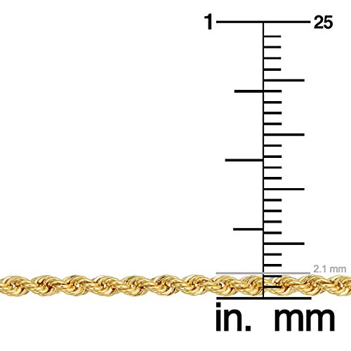 Image of Kooljewelry 14k Yellow Gold Filled 2.1mm Rope Chain Necklace (16, 18, 20, 22, 24, 26, 30 or 36 inch)