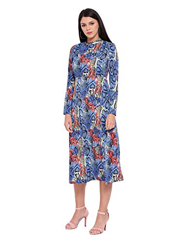 Image of oxolloxo Women's Polyester Long Sleeve Animal Print Knee-Length Dress