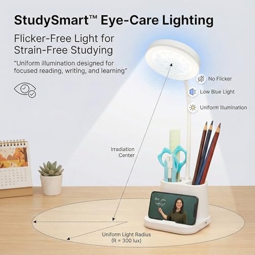 Image of Table Lamp for Study Room Study Lamp Rechargeable, Desk Lamp LED for Study Table Study Light for Students, 12H Battery, 3 Modes Eye Care Light (No Flicker Low Blue), Flexible Gooseneck, Glare Free
