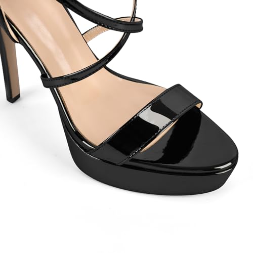 Image of Platform Stiletto High Heels for Women, Round Open Toe Ankle Strap Sexy Heeled Sandals for Wedding Party Dress