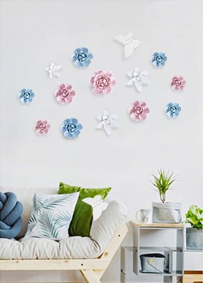 Image of Ceramic Flower Wall Art Decor, Artificial Flower Wall Sculpture,Handmade Ceramic Flowers for Home,Hallway,Living Room, Kitchen,Bathroom (Peony,Pink, 3.54 inch)