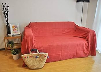 Amazon｜インド綿 マルチカバー シンプルカラー レッド 200