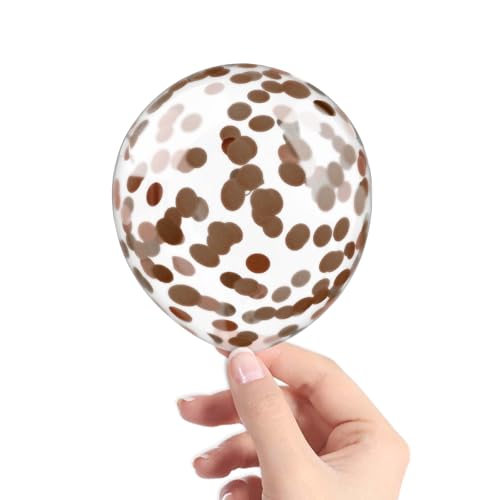 Image of Brown Confetti Balloons, 40 Pcs 5 Inch Clear Balloons with Confetti Inside for Birthday Party Graduation Engagement Cake Topper Decor Bridal Shower Baby Shower Decoration Supplies -Paper Confetti