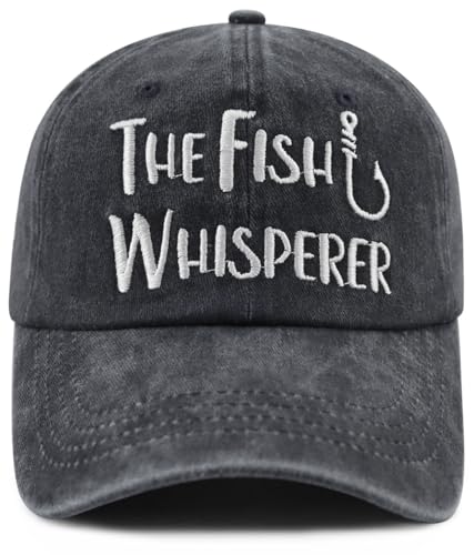Image of GzacDeope The Fish Whisperer Hat for Men Women, Funny Adjustable Cotton Embroidered Fishing Lovers Baseball Cap