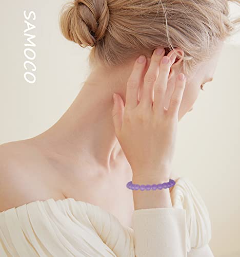 SAMOCO 18Pcs 8mm Beaded Stretch Bracelet Handmade Round Glass Bracelet for Women Multicolor Matte Beads Elastic Bracelet3