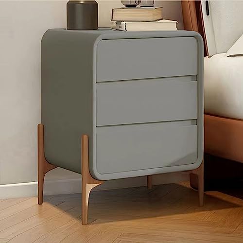 Genérico Mesitas de Noche Altas con 3 cajones, de Madera con Mucho Espacio de Almacenamiento - para Dormitorio (Gris Claro, T