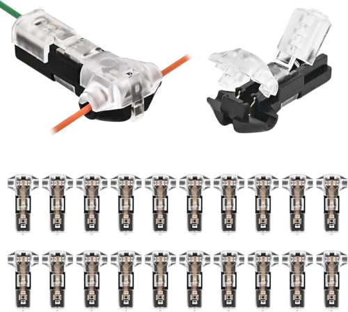 20 conectores de empalme de cable en T, sin pelar, conectores de cable eléctrico para conectores eléctricos de bajo voltaje para LED, audio, vehículo