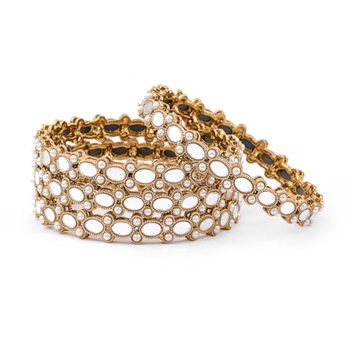 Image of Rubans Bangles Set of 4 American Diamond Zirconia Stylish Trendy Jewellery Gift for Women & Girls