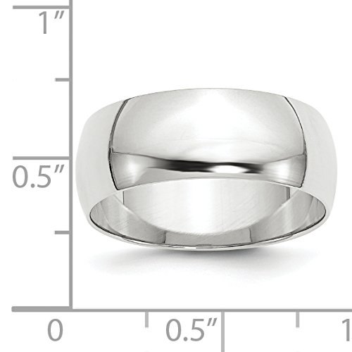 Solid 10k White Gold 8 mm Rounded Wedding Band Ring3