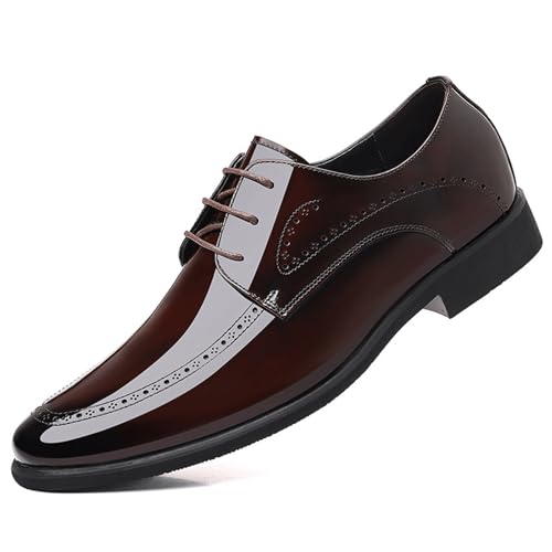 Men’s Formal Dress Oxford Shoes, Patent Round Toe Lace-up Fashion Classic Pointed Toe Comfortable Loafers Wedding Prom Formal Dress Casual Shoes for Men