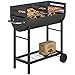 Outsunny Charcoal Barbecue Grill with 2 Cooking Areas, Portable BBQ Trolley with Wheels, Height Adjustable Grates, Side Handle, Bottom Shelf, Metal Outdoor Cooker for Garden Camping, Picnic, Party