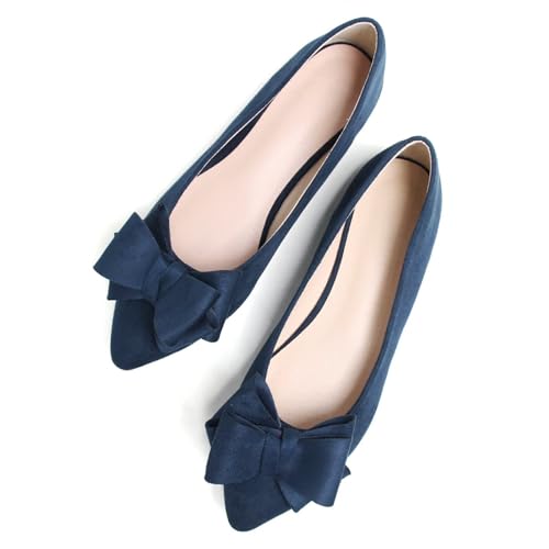 Image of TN TANGNEST Women's Flats Comfortable Dressy Slip On | Pointed Toe Bow Ballet Shoes, Business Casual Office Flats, Suede Flat Shoes