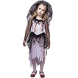 flatwhite Ghost Bride Halloween Costume For Girl (M(7-9Y))