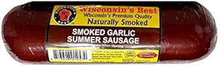 WISCONSIN'S BEST - Garlic Summer Sausage, 12oz. Naturally Smoked. Slice and Eat. Delicious & Great Snack for Entertaining and to Send as Birthday Gifts, Thank you Gifts or Business Gifts! Perfect for Charcuterie Board Meats.