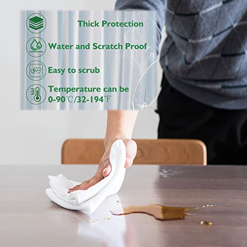 Lmdx Super Transparent Table Pads For Kitchen Round Table Protector-Waterproof Tablecloth 2Mm Thick Clear Table Cover-Scratch Proof Anti-Scalding,For Wood Table Mat #TOP3