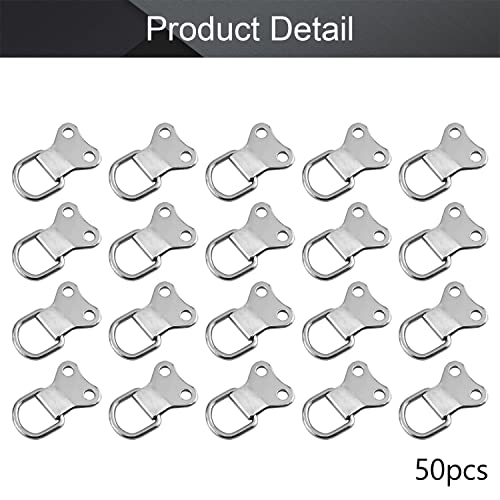Image of MroMax 50PCS Ring Picture Frame Buckle 1.42 inch x 0.87 inch Silver Tone Assortment Kit for Home Decoration Picture Frames Photo Hanging Solutions
