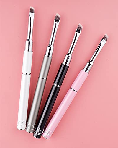 Duo Eyebrow Brush - 1Pcs Pro Premium Quality Double Ended Eyebrow Brush & Spoolie, Angled Brow Brush With Lid For Precision Application & Blending Of Eye Brow Powders, Waxes & Gels - Pink #TOP6