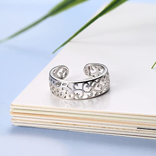 Image of Milacolato 925 Sterling Silver Toe Rings for Women 18K White Gold Plated Arrow Heart Infinity Vintage Celtic Knot Teardrop Daisy Flower Stylish Toe Rings Adjustable Toe Band Rings Summer Beach Foot Jewelry