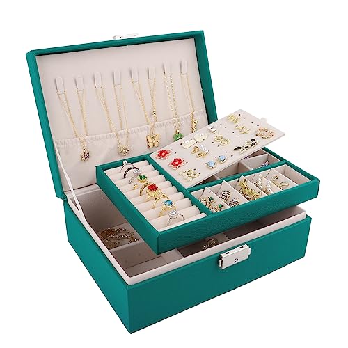talifoca Joyeros Mujer, 2 capas Caja Joyero organizador de Joyas de Cuero PU, Organizador Joyas para Pendientes, Anillos, Aretes, Pulseras y Collares talifoca Joyeros Mujer, 2 capas Caja Joyero organizador de Joyas de Cuero PU, Organizador Joyas para Pendientes, Anillos, Aretes, Pulseras y Collares