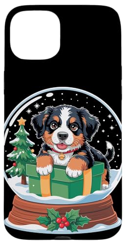 Christmas Snow Globe Bernese Mountain Dog X-Mas Tree Custodia per iPhone 15 Plus
