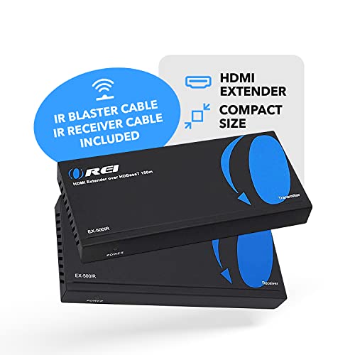 Image of OREI HDMI Extender Over Ethernet CAT5e /CAT6 Power Over Cable - HDBaseT - Zero Latency - 1080P Upto 500 Feet -IR Signal