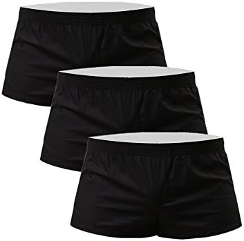 Men's Boxer Shorts, NECOA Men's Solid Color Soft Cotton Swim Trunks Low Rise Casual Sport Boxer Underwear (L, Black-3 PACK)