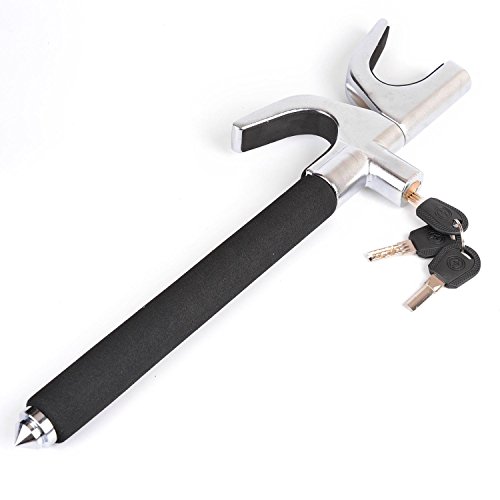 Preisvergleich Produktbild REFURBISHHOUSE Lenkradschloss Universell Anti-Diebstahlklemme Schwerlast Fahrzeug Sicherheit rotierend Einstellbare Schloss Selbstverteidigung mit 3 Tasten (Schwarz)