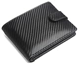 ODS:UK Mens RFID Blocking Safe Soft Leather Tri Fold Wallet Card Slots Id Window and Coin Pocket (Jet Black Carbon)