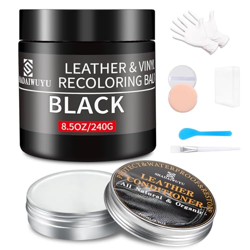 SHADAIWUYU Negro Reparador Cuero con 100ml Cuidado de Cuero,Cuero Liquido Reparador Pintura para Cuero para Reparar el Desgaste y Las Marcas en Sofás,Vinilo,Asientos de Automóvil y Zapatos de Cuero