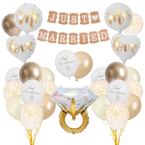 Just Married Decoration, Ballons Mariage Decoration, Mr Mrs Ballons, Guirlande Just Married pour Mariage, Fiançailles Deco