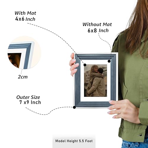 Image of Art Street Luxury Photo Frame for living room, Modern Step Design Photo Frames for Photograph, Art Work, Kids Room Set of 9 (6x8 Inch, Blue)