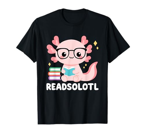 Readsolotl Playful Axolotl Book Lover Reading Funny Bookworm T-Shirt