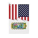 JNCBAZT Flag of Puebla and America Golf Towel 24x16in with Carabiner Clip Waffle Pattern Golf Towel Cleaning Towel Golf Gifts for Men Women