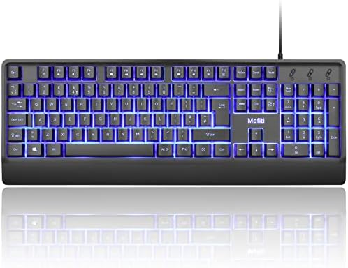 mafiti USB keyboard, Wired PC Keyboard with Blue Backlit Compatible Laptop Mac Desktop Windows,UK Layout