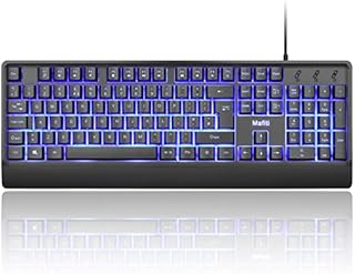 mafiti USB keyboard, Wired PC Keyboard with Blue Backlit Compatible Laptop Mac Desktop Windows,UK Layout