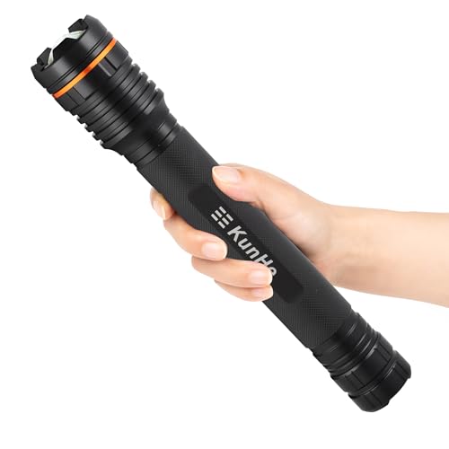 KunHe Heavy Duty 4D Cell LED Flashlights Large Aluminum Zoomable High Lumens-2000 LM Battery Powered Police Flashlight- Big Flashlight for Home Emergency Power Outages Camping Car