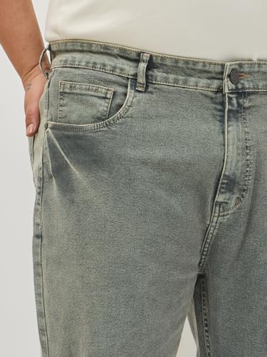 Image of Urbano Plus Men's Regular Fit Heavy Washed Denim Jeans Stretchable
