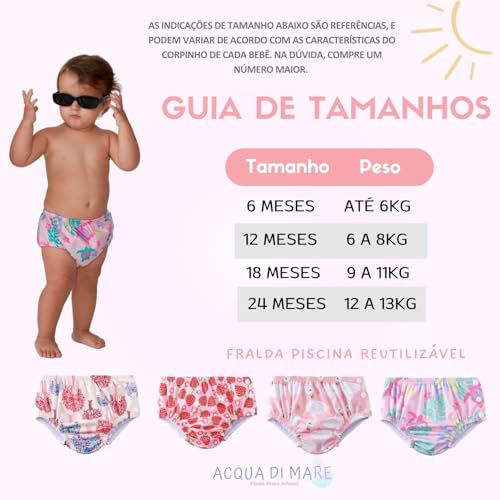 Acqua di Mare Biquini com Fralda de Piscina Reutilizável Bebê Menina 6 a 24 meses (Árvores, 24 meses