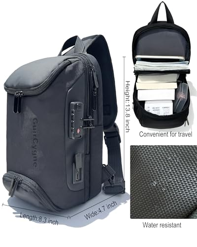 GINJKGO Sling Bag for Men with TSA Lock - Birthday Gifts for Him Business Travel Slim Crossbody Backpack with USB Charging Port Fit 9.7" Ipad — view 6