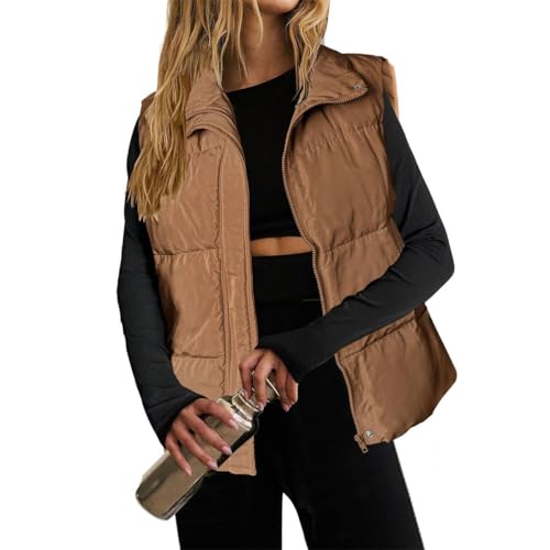 Veste doudoune coupe classique femme : gilet court chaud automne-hiver