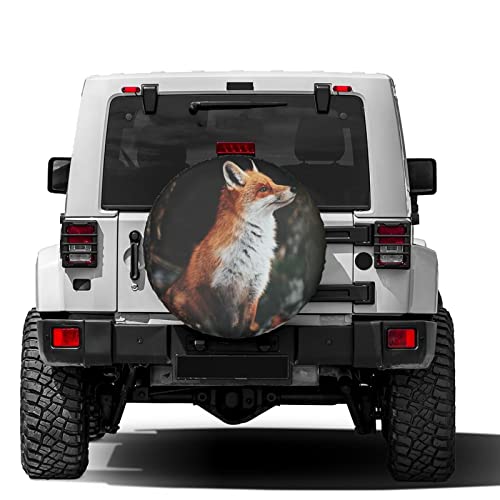Image of Delerain Red Fox Spare Tire Covers Waterproof Dust-Proof Spare Wheel Cover Universal Fit for Trailer, RV, SUV, Truck and Many Vehicle (17 Inch for Diameter 31 inch-33 inch)