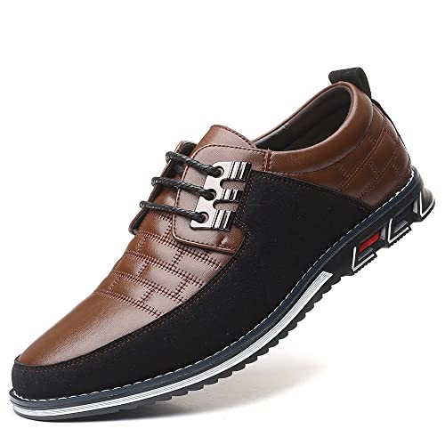 Men’s Oxford Derby Orthopedic Leather Shoes Formal Luxury Business Dress Shoes Lace-Up Walking Driving Loafers Dress Sneakers,Brown,12 #TOP21